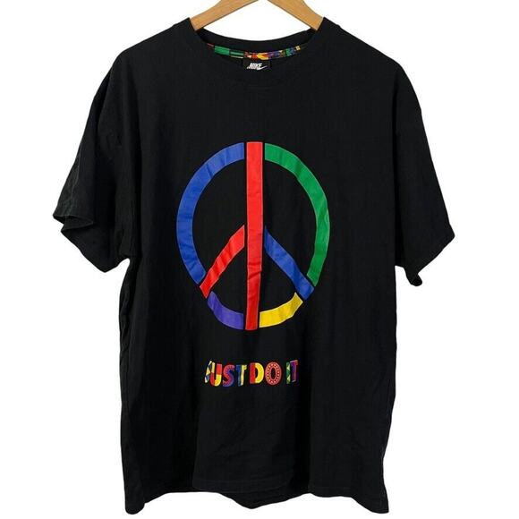 Nike Mens Urban Jungle Peace Sign Short Sleeve T Tee Shirt Top 100% Cotton sz L - Picture 1 of 16